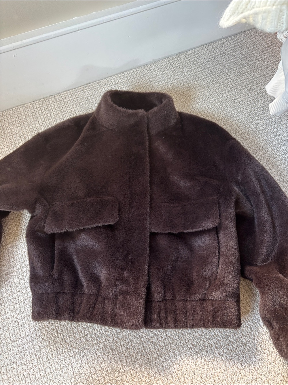Brown faux fur jacket coat